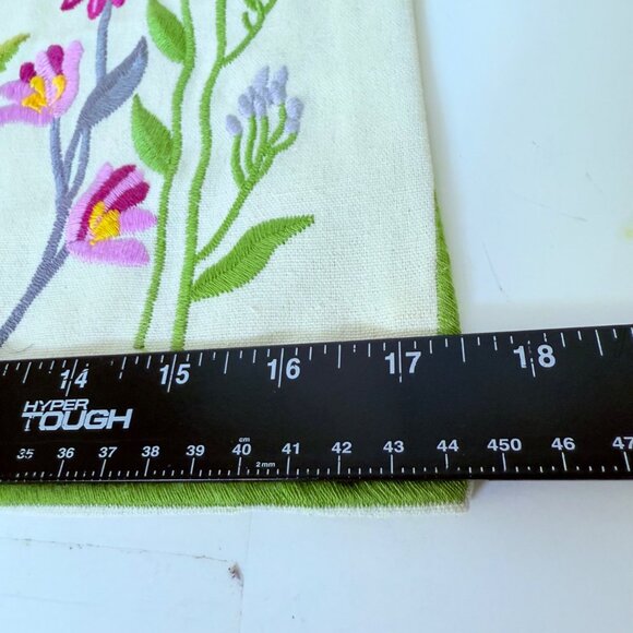 Embroidered Floral Bird Pillow Covers Set of 2 Square Decorative Throw Botanical - Picture 7 of 13